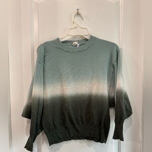 Elan Cropped Teal Ombré Sweater